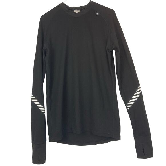 Helly Hansen HH Lifa Base Layer Shirt Mens XL Black Crew Neck Sleeve Stripes - Picture 1 of 7